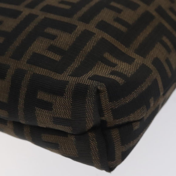 FENDI Zucca Canvas Shoulder Bag Black Brown Auth 129931