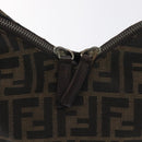 FENDI Zucca Canvas Shoulder Bag Black Brown Auth 129931-14