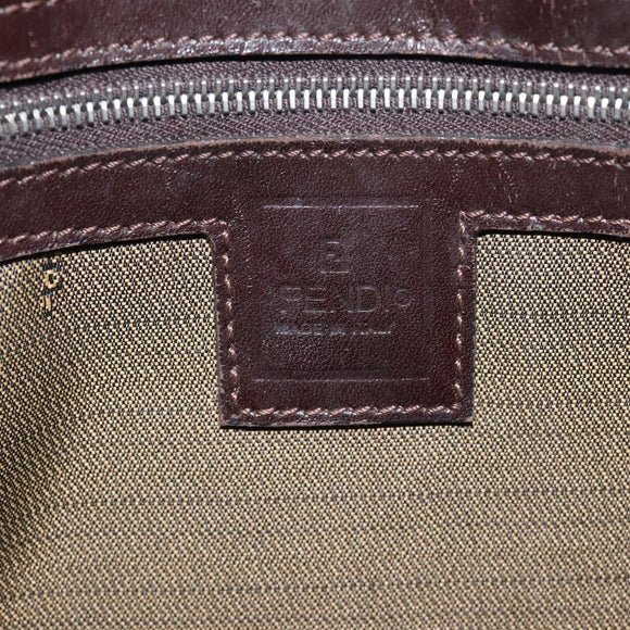 FENDI Zucca Canvas Shoulder Bag Black Brown Auth 129931