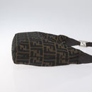 FENDI Zucca Canvas Shoulder Bag Black Brown Auth 129931-4