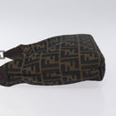 FENDI Zucca Canvas Shoulder Bag Black Brown Auth 129931-5
