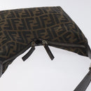 FENDI Zucca Canvas Shoulder Bag Black Brown Auth 129931-6