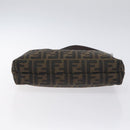 FENDI Zucca Canvas Shoulder Bag Black Brown Auth 129931-9