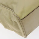 PRADA Hand Bag Nylon Leather Beige Gold Auth 129935-15