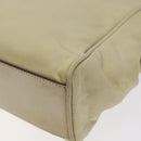 PRADA Hand Bag Nylon Leather Beige Gold Auth 129935-16