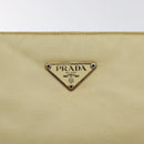 PRADA Hand Bag Nylon Leather Beige Gold Auth 129935-18