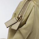 PRADA Hand Bag Nylon Leather Beige Gold Auth 129935-9