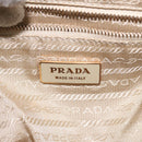 PRADA Hand Bag Nylon Leather Beige Gold Auth 129935-19
