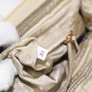 PRADA Hand Bag Nylon Leather Beige Gold Auth 129935-11