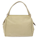 PRADA Hand Bag Nylon Leather Beige Gold Auth 129935-2