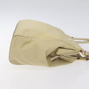 PRADA Hand Bag Nylon Leather Beige Gold Auth 129935-3