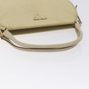 PRADA Hand Bag Nylon Leather Beige Gold Auth 129935-7