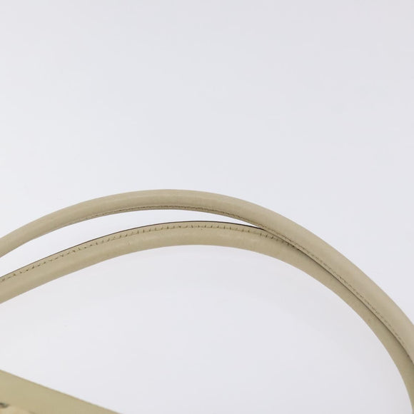 PRADA Hand Bag Nylon Leather Beige Gold Auth 129935