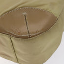 PRADA Tote Bag Nylon Leather Beige Silver Auth 129939-9