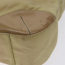 PRADA Tote Bag Nylon Leather Beige Silver Auth 129939-15
