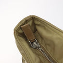 PRADA Tote Bag Nylon Leather Beige Silver Auth 129939-18