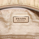 PRADA Tote Bag Nylon Leather Beige Silver Auth 129939-19