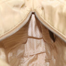 PRADA Tote Bag Nylon Leather Beige Silver Auth 129939-21