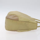 PRADA Tote Bag Nylon Leather Beige Silver Auth 129939-3