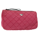 PRADA Pouch Nylon Pink Silver Auth 129940-1