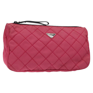 PRADA Pouch Nylon Pink Silver Auth 129940