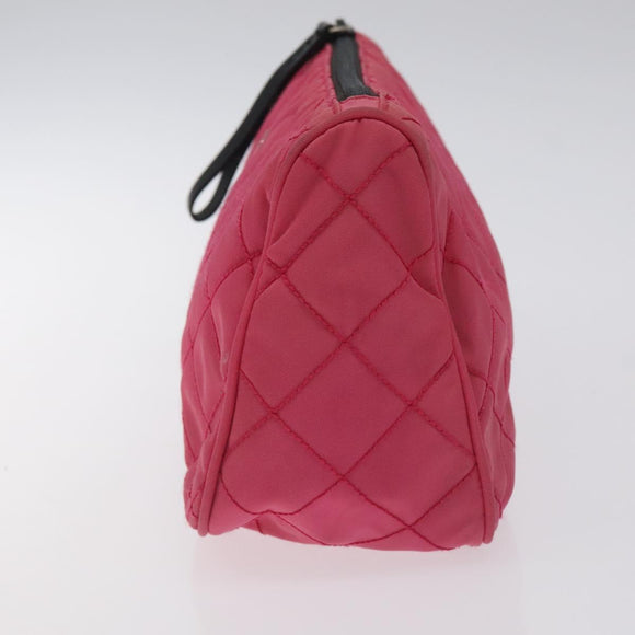 PRADA Pouch Nylon Pink Silver Auth 129940