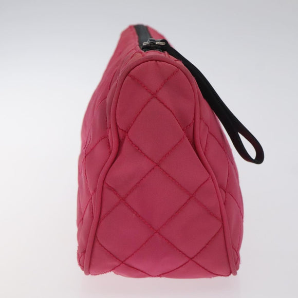PRADA Pouch Nylon Pink Silver Auth 129940