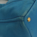 PRADA Canapa GM Hand Bag Canvas Blue Gold Auth 129943-9