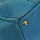 PRADA Canapa GM Hand Bag Canvas Blue Gold Auth 129943-15