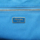 PRADA Canapa GM Hand Bag Canvas Blue Gold Auth 129943-18