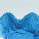 PRADA Canapa GM Hand Bag Canvas Blue Gold Auth 129943-20