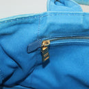 PRADA Canapa GM Hand Bag Canvas Blue Gold Auth 129943-21