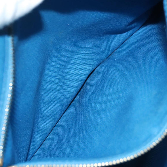 PRADA Canapa GM Hand Bag Canvas Blue Gold Auth 129943