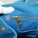 PRADA Canapa GM Hand Bag Canvas Blue Gold Auth 129943-22