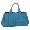 PRADA Canapa GM Hand Bag Canvas Blue Gold Auth 129943-2