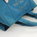 PRADA Canapa GM Hand Bag Canvas Blue Gold Auth 129943-6