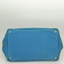 PRADA Canapa GM Hand Bag Canvas Blue Gold Auth 129943-5
