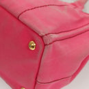 PRADA Kanapa PM Hand Bag Canvas Pink Silver Auth 129944-11
