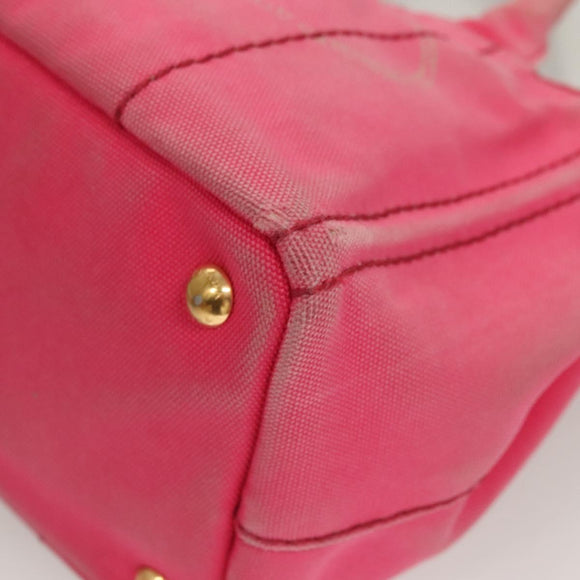 PRADA Kanapa PM Hand Bag Canvas Pink Silver Auth 129944
