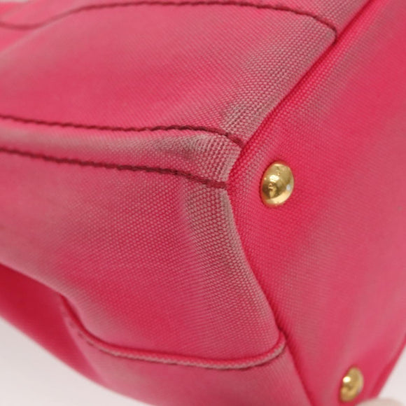 PRADA Kanapa PM Hand Bag Canvas Pink Silver Auth 129944