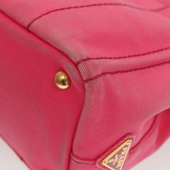 PRADA Kanapa PM Hand Bag Canvas Pink Silver Auth 129944