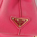 PRADA Kanapa PM Hand Bag Canvas Pink Silver Auth 129944-14