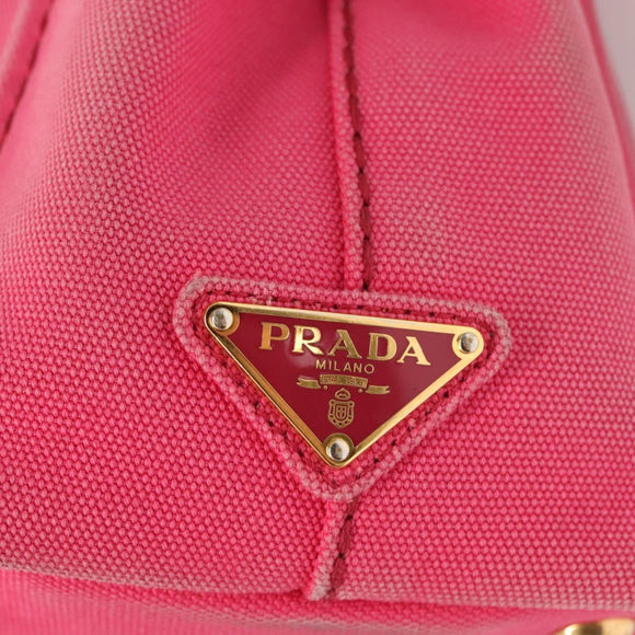 PRADA Kanapa PM Hand Bag Canvas Pink Silver Auth 129944