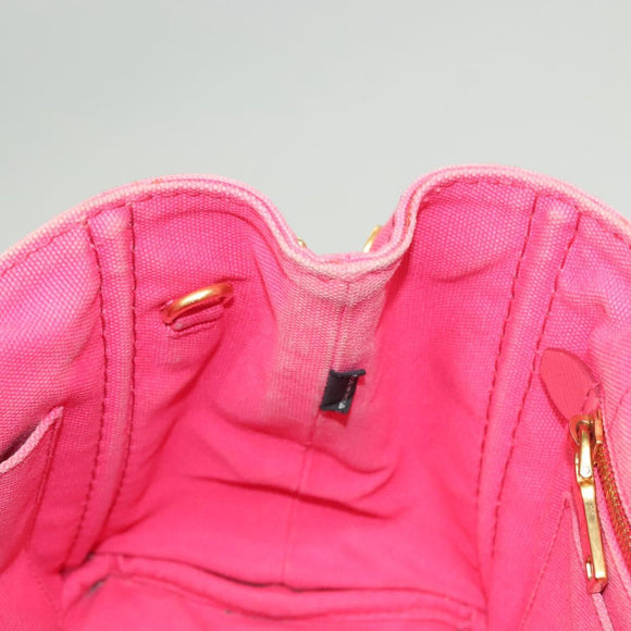 PRADA Kanapa PM Hand Bag Canvas Pink Silver Auth 129944