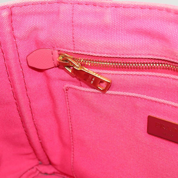 PRADA Kanapa PM Hand Bag Canvas Pink Silver Auth 129944