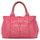 PRADA Kanapa PM Hand Bag Canvas Pink Silver Auth 129944-2