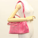 PRADA Kanapa PM Hand Bag Canvas Pink Silver Auth 129944-23