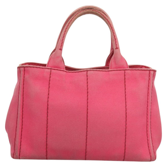 PRADA Kanapa PM Hand Bag Canvas Pink Silver Auth 129944