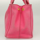PRADA Kanapa PM Hand Bag Canvas Pink Silver Auth 129944-4