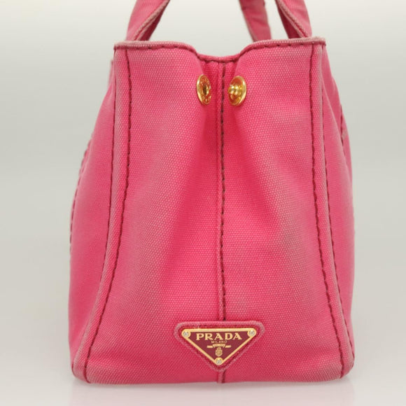 PRADA Kanapa PM Hand Bag Canvas Pink Silver Auth 129944